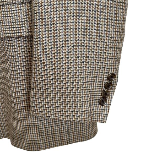 Ralph Lauren Chaps Silk Mens Blazer Size 44L Houndstooth 2 Button Sport Coat - Picture 5 of 13